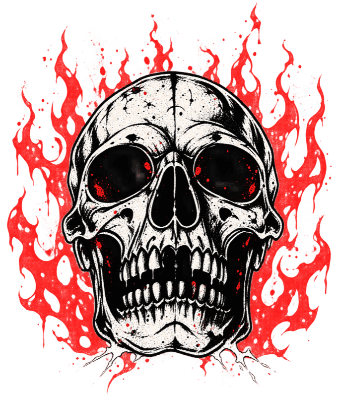 Short Fuse flaming skull artwork